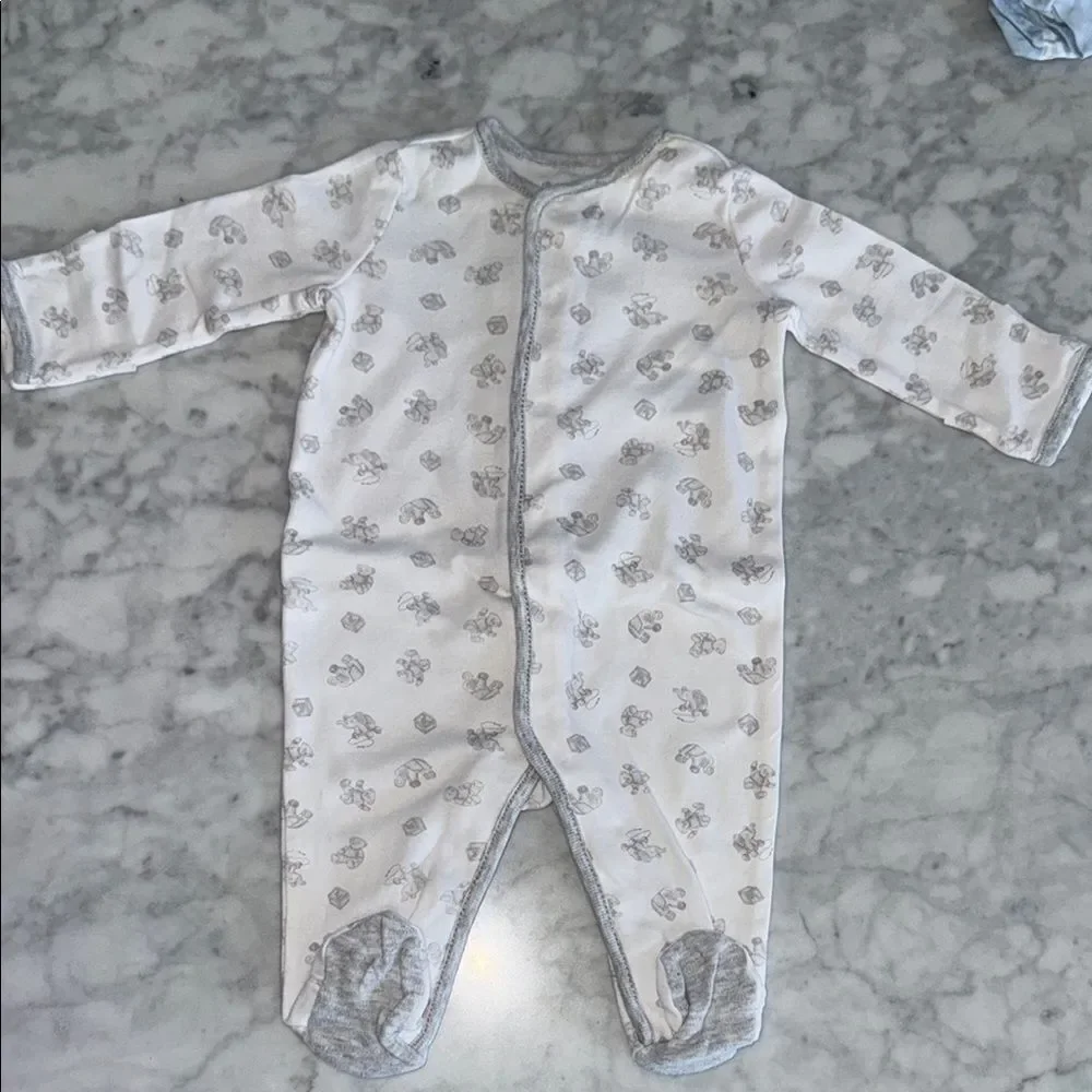 RALPH LAUREN POLO CLASSIC BEAR White & Gray Footie 3M